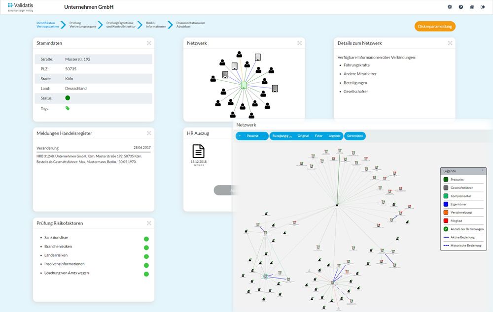 Screenshot Identifikation Vertragspartner KYC Complyer